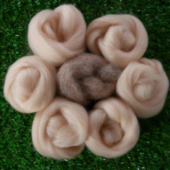 Felting Wool- Pink flesh tones and textures mix