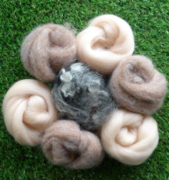 Felting Wool - Pink Flesh Tones Animal Mix