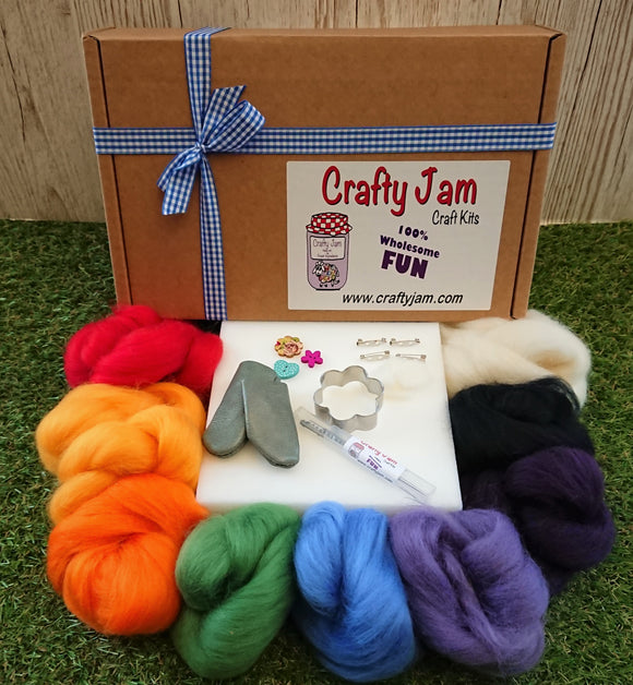 Spring Flower Brooch & Patch Needle Felting Kit - Boxed