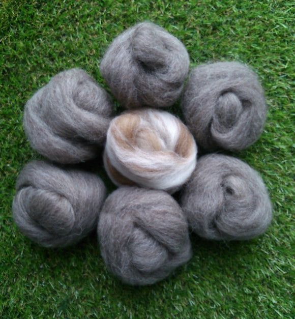 Natural Felting Wool- Grey and Blended Collection