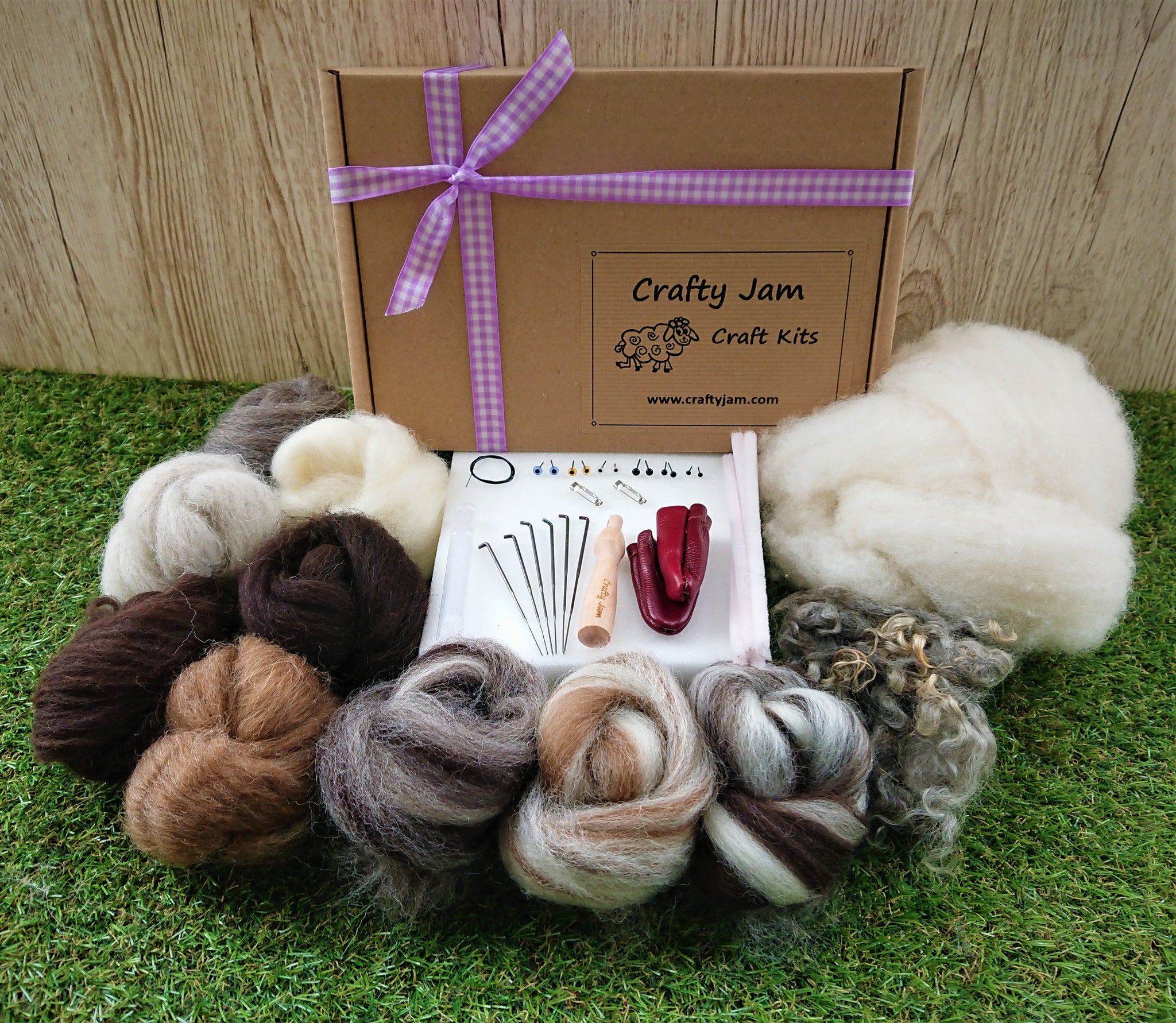 Needle Felting Starter Kit, Natural & Animal Colors, Merino Wool