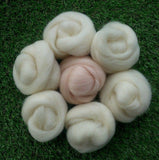 Felting Wool - Natural White & Flesh Skin Pink